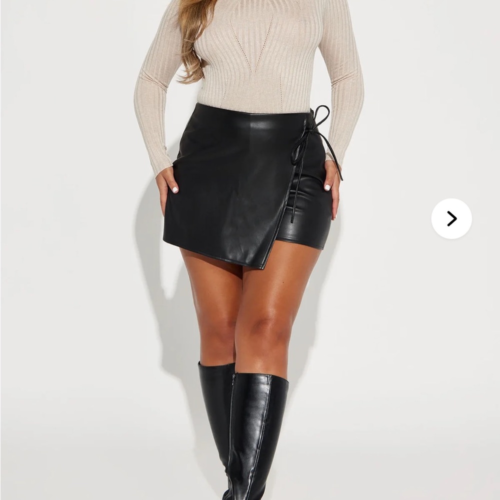 Autumn Vibes Faux Leather Wrap Skort
